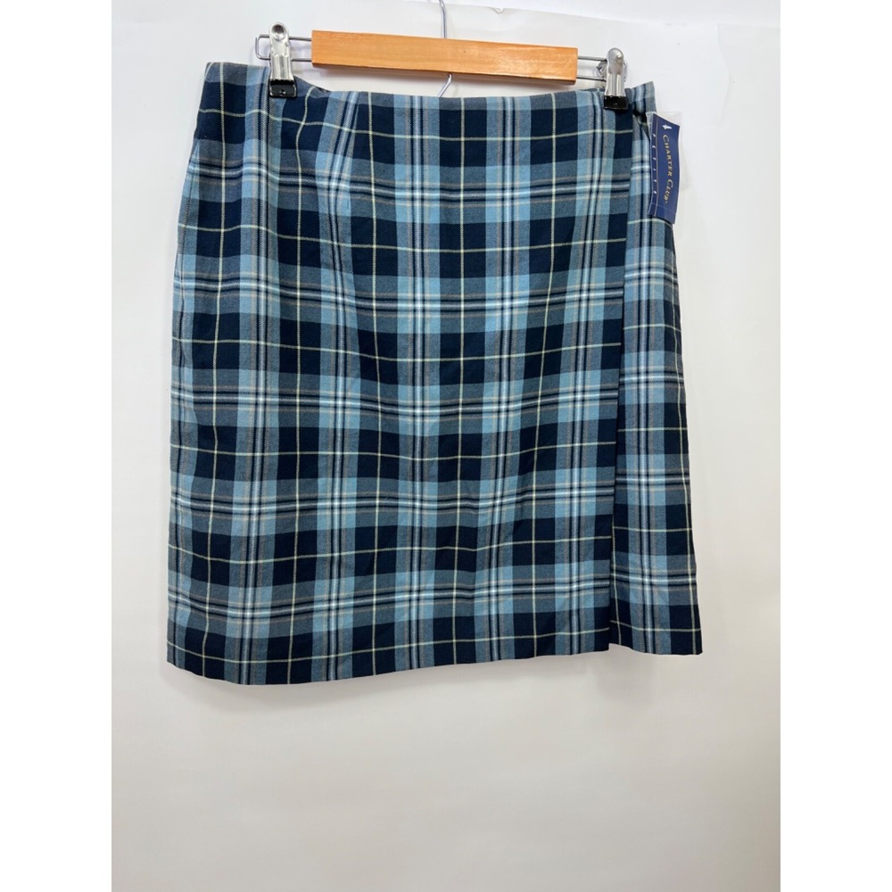 CHARTER CLUB Petite Plaid Wrap Wool Blend Pencil Skirt Womens Sz 14P NWT Org $49